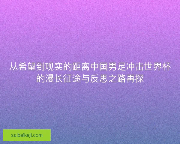 从希望到现实的距离中国男足冲击世界杯的漫长征途与反思之路再探