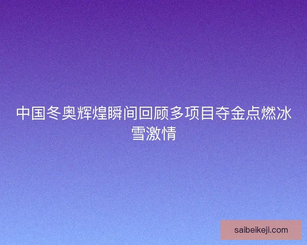 中国冬奥辉煌瞬间回顾多项目夺金点燃冰雪激情