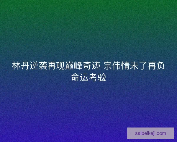 林丹逆袭再现巅峰奇迹 宗伟情未了再负命运考验